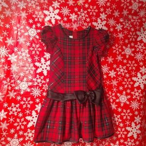 Ashley Ann  Red/Black  Plaid Dress with Black Bow Sz 6